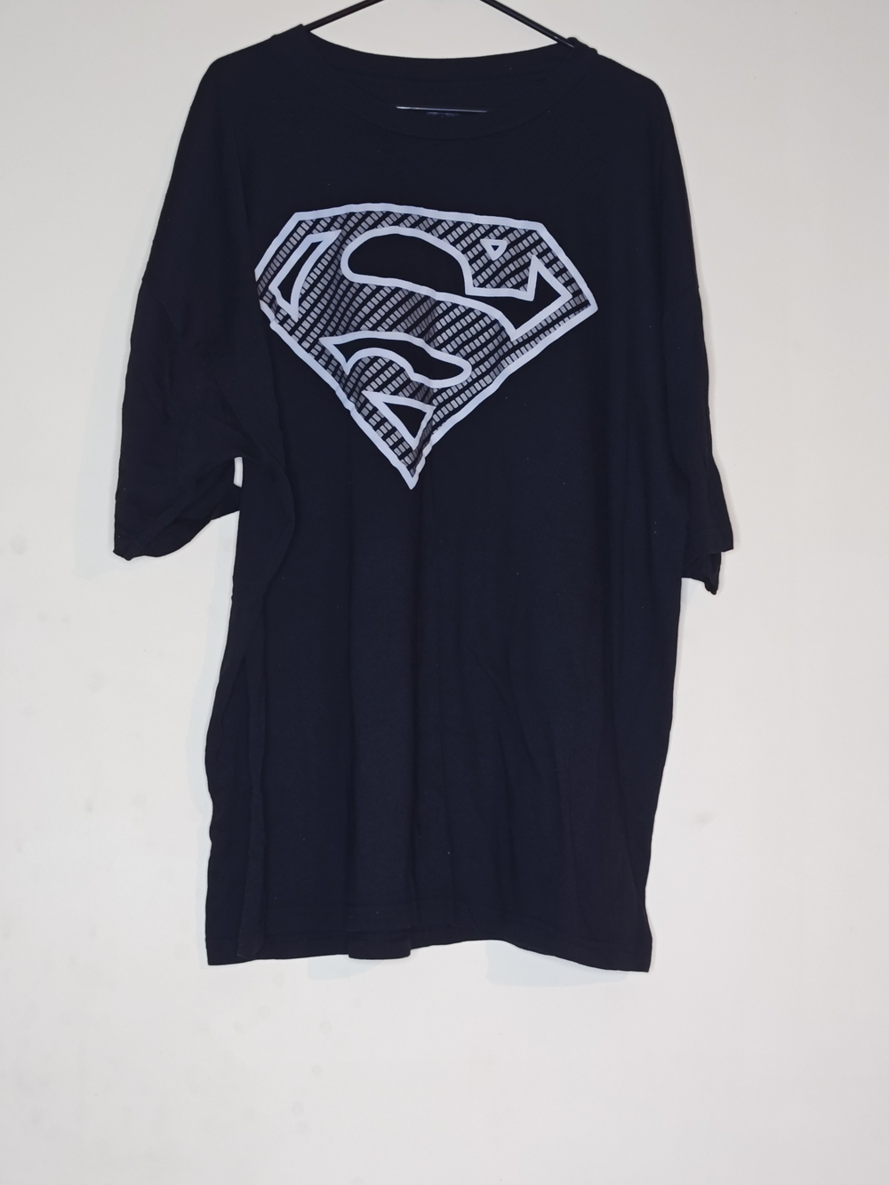Black Short-Sleeve Tee with Light Gray Superman Emblem 3XLT